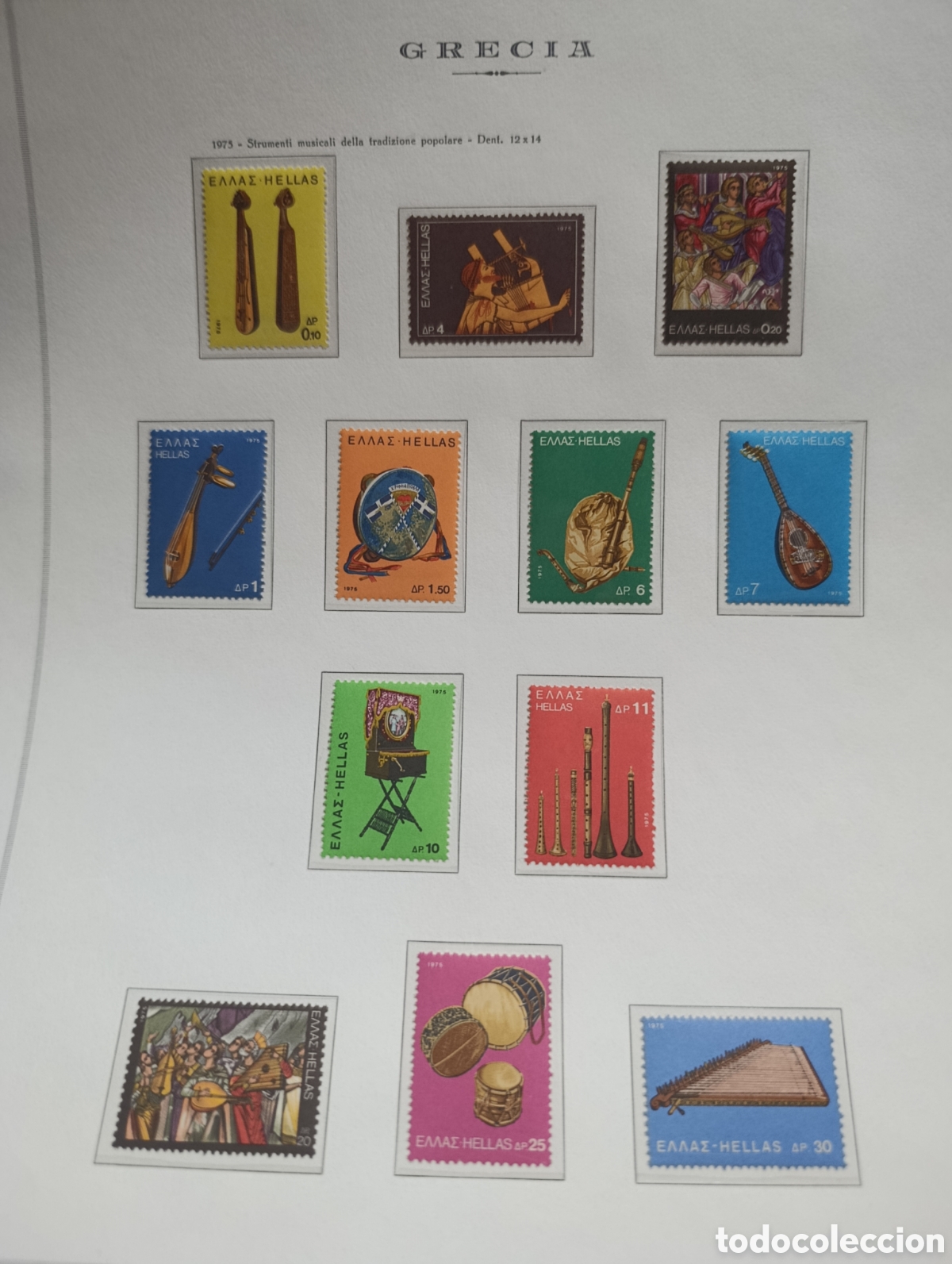 Sellos: p&aacute;gina completa de sellos de Grecia.
