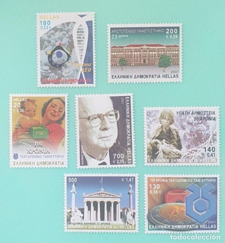 Sellos: Sellos Grecia 2001 N&ordm; 2047/53 Aniversarios 7v. . Nuevos