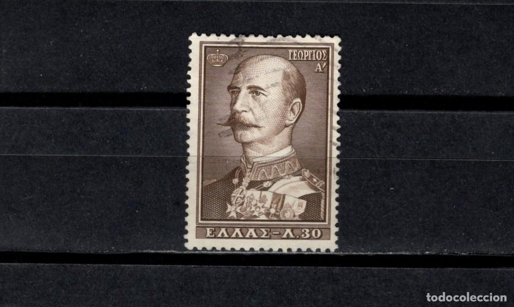 Sellos: Sello usado. Rey Jorge I. Sello de 30 leptas. 1956. Yvert 625.