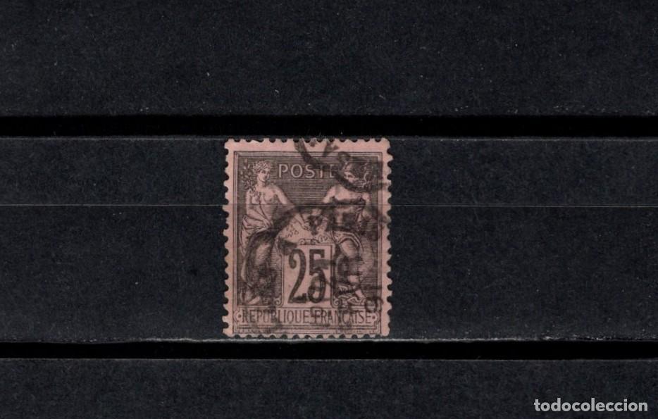 Sellos: Sello usado. Paz y Comercio. Sello de 25 centimos. 1877. Yvert 91.