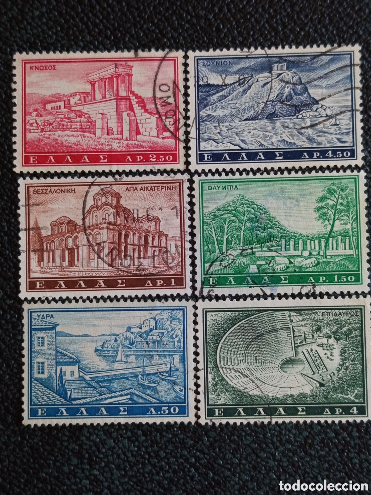 Sellos: Grecia 1937 Vistas Paisajes y Monumentos Serie Definitiva 6V Yvert Usados