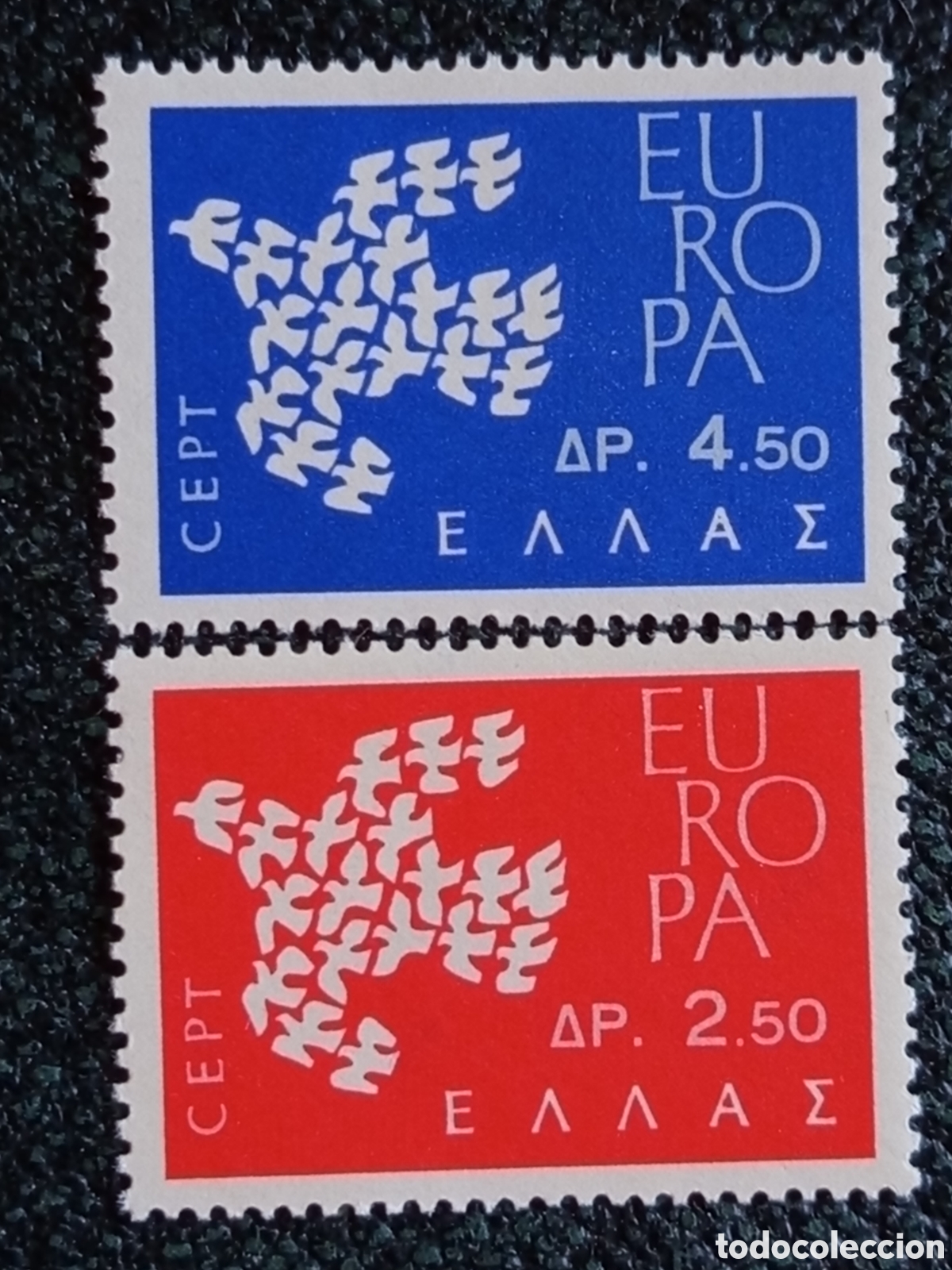 Sellos: Serie Completa Grecia 1961 Europa CEPT Palomas MNH Nueva (Scott #718-719)