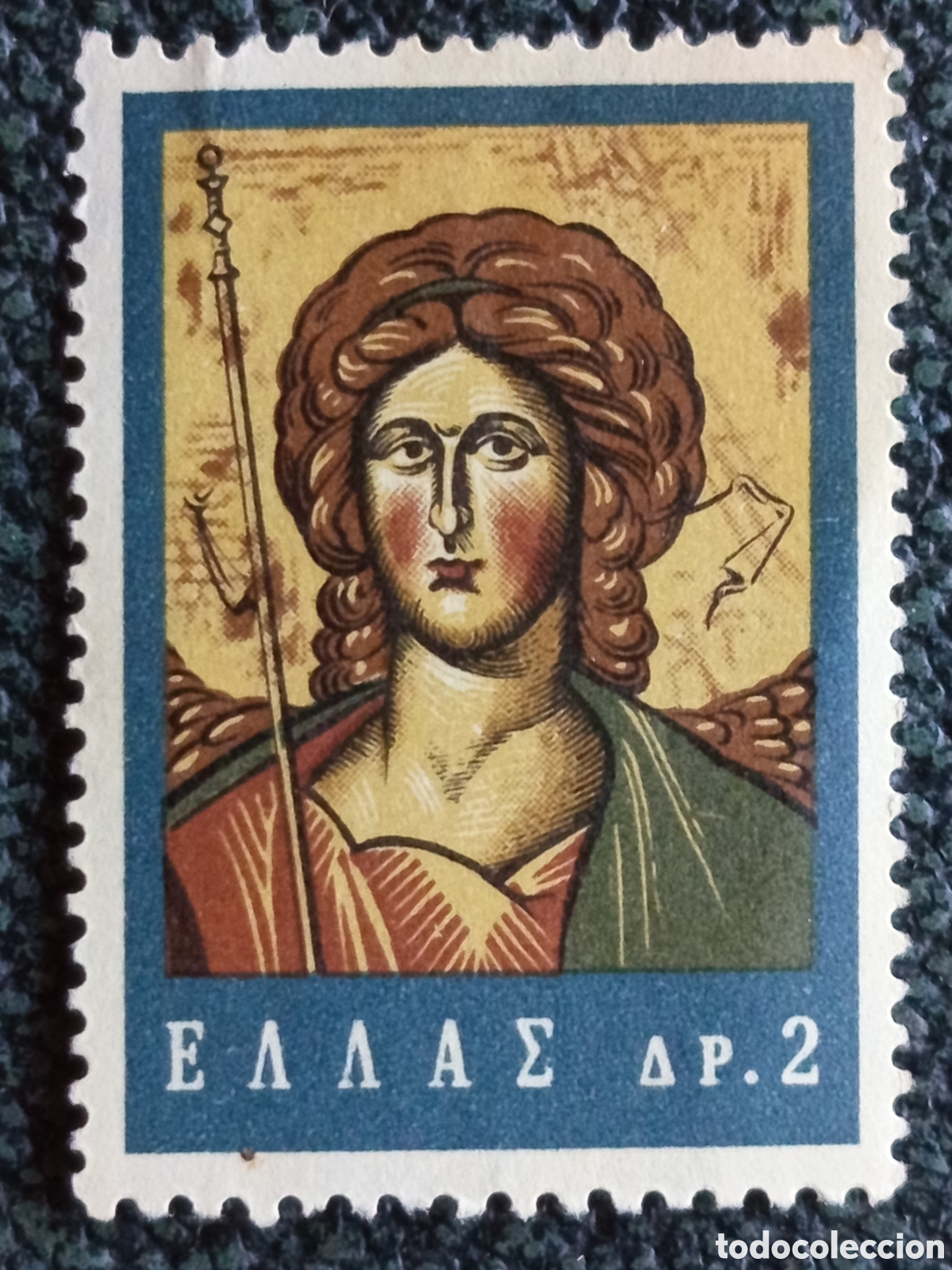 Sellos: Sello Grecia 1964 Arte Bizantino Arc&aacute;ngel Miguel 2 Dracmas (Michel 847 / Scott 790) MNH