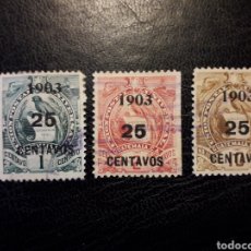 Sellos: GUATEMALA YVERT 130, 131 Y 133 SELLOS SUELTOS USADOS. SOBRECARGADOS.
