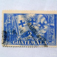 Sellos: SELLO POSTAL ANTIGUO GUATEMALA 1933 2 C BANDERA DE LA RAZA COLON Y TECUN UMAN - CONMEMORATIVO
