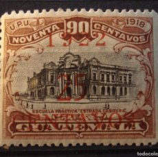 Sellos: GUATEMALA 25 CENT ON 90 CENT 1922. RED SURCHARGE. DOUBLE SIGNATURE ON REVERSE. UNUSED.. Lote 401622994
