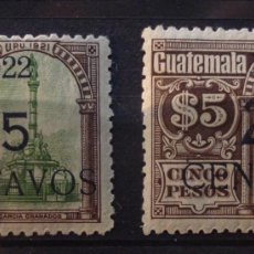Sellos: GUATEMALA 2 X 25 CENT ON 5 PESOS 1922. BLACK SURCHARGE. UNUSED.. Lote 401623469
