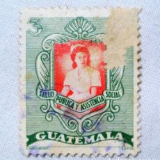 Sellos: SELLO POSTAL GUATEMALA 1950 3 C ENFERMERA SALUD PUBLICA Y ASISTENCIA SOCIAL , SELLO DIFICIL