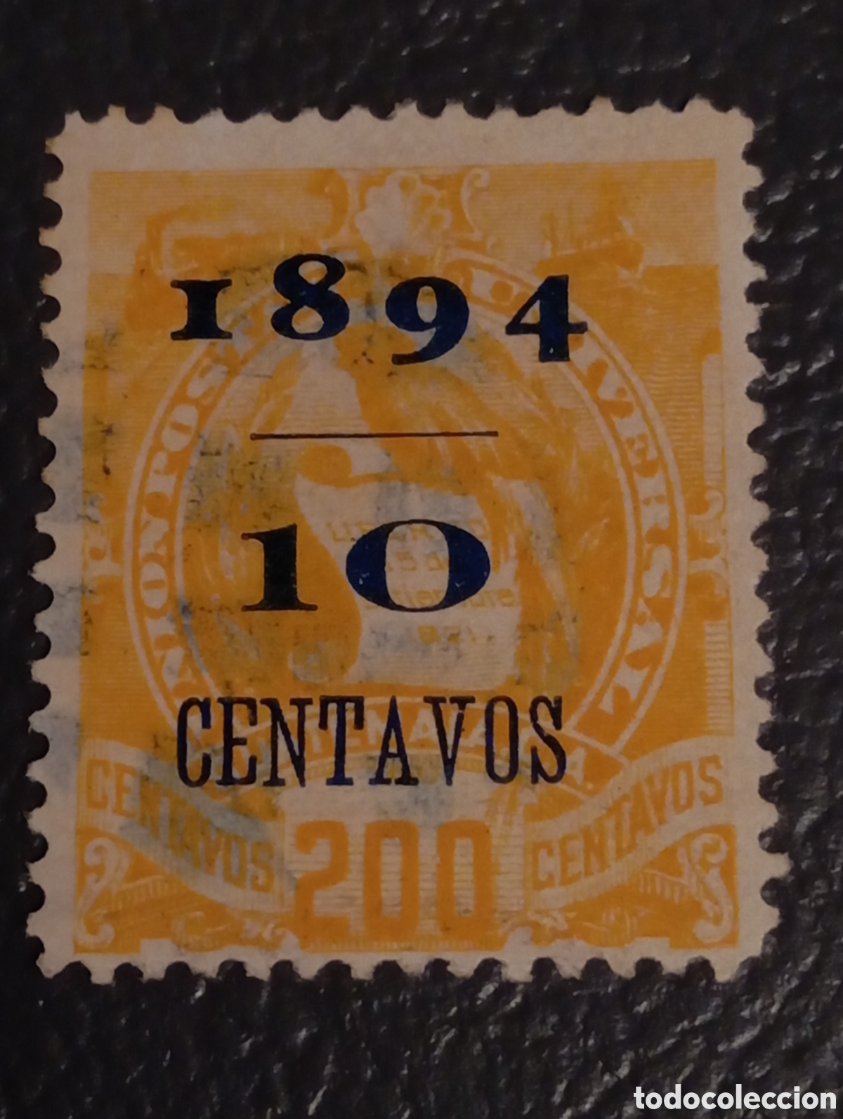Sellos: Guatemala 1894 - Sello 10c sobre 200c Naranja - Scott #55