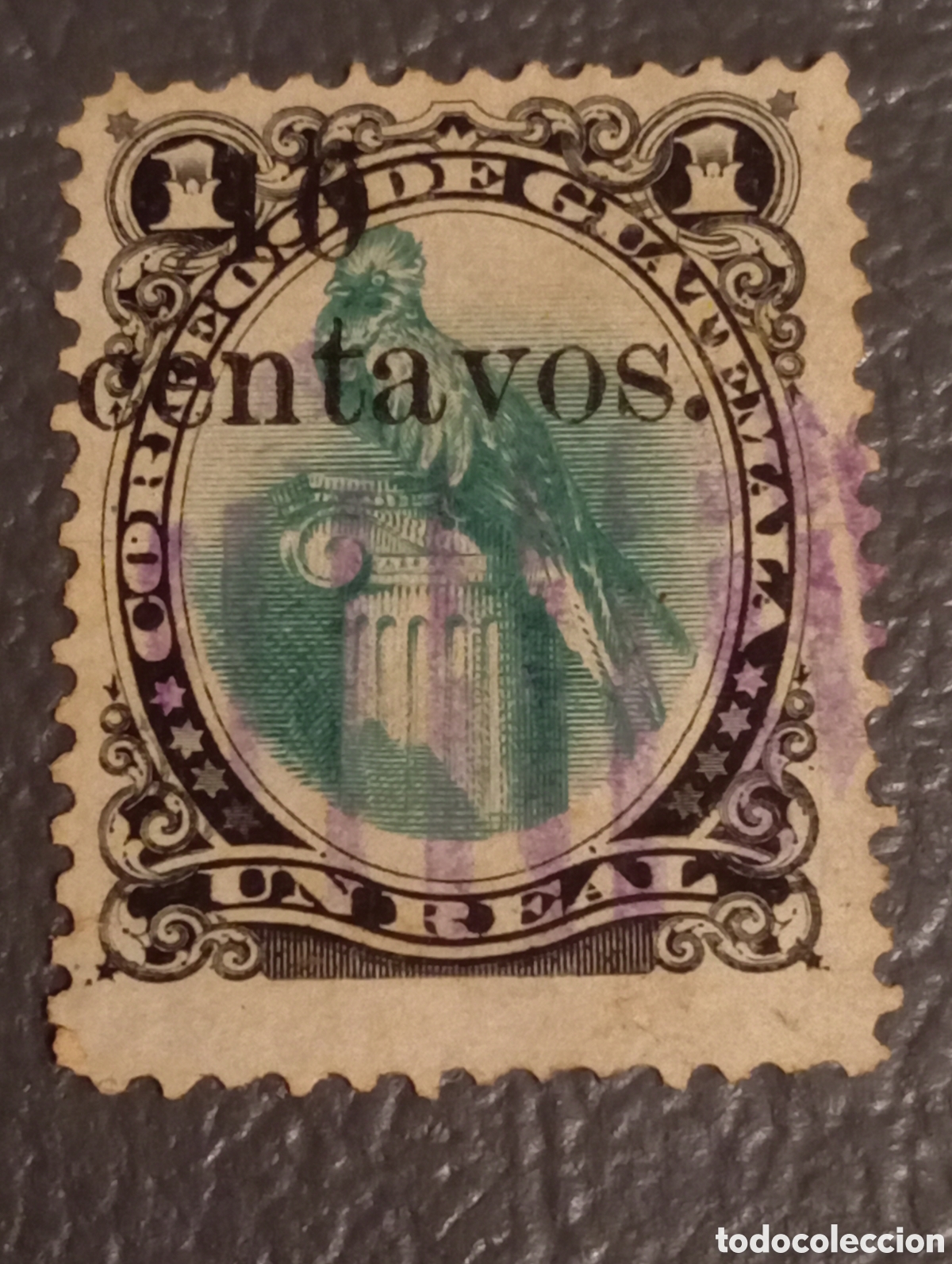 Sellos: Guatemala 1881 - Quetzal 10c sobre 1r - Scott #19 - Variedad Sobrecarga Desplazada