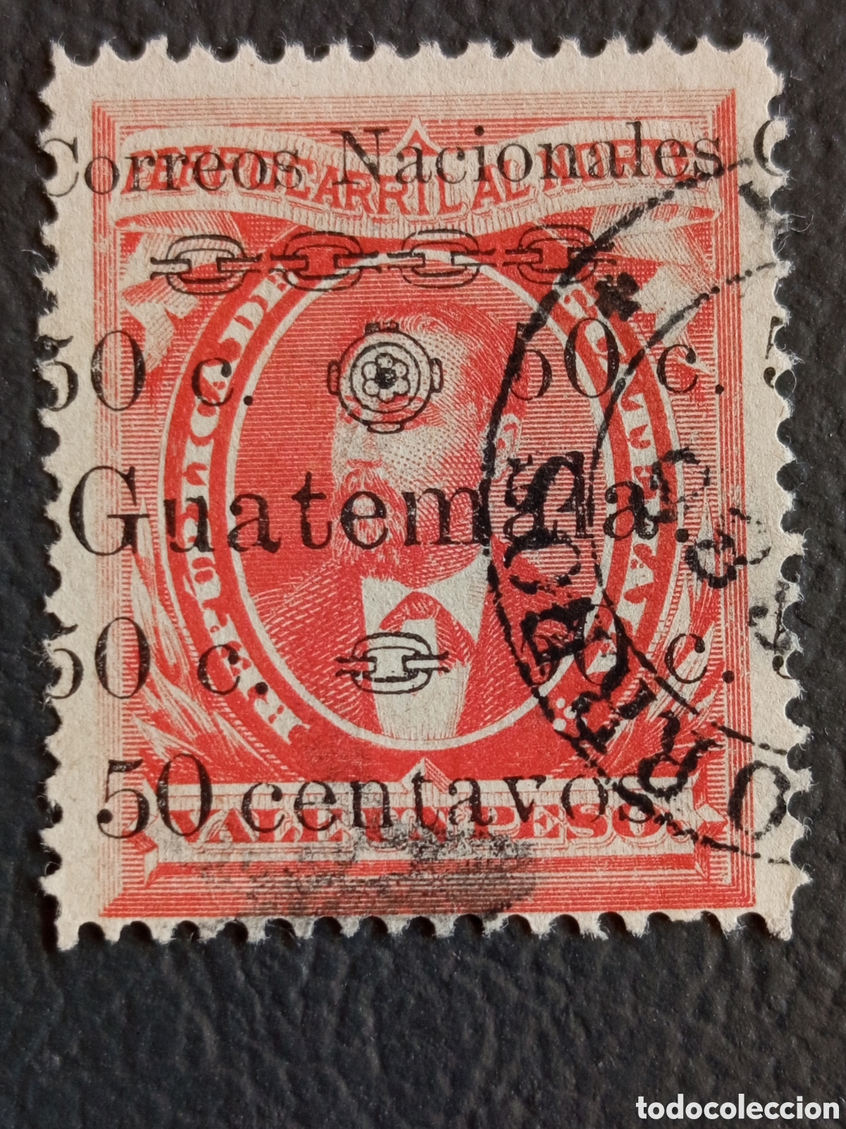 Sellos: Sello Guatemala 1886 Justo Rufino Barrios 50c Sobrecarga Usado (Michel 42 / Scott 27)