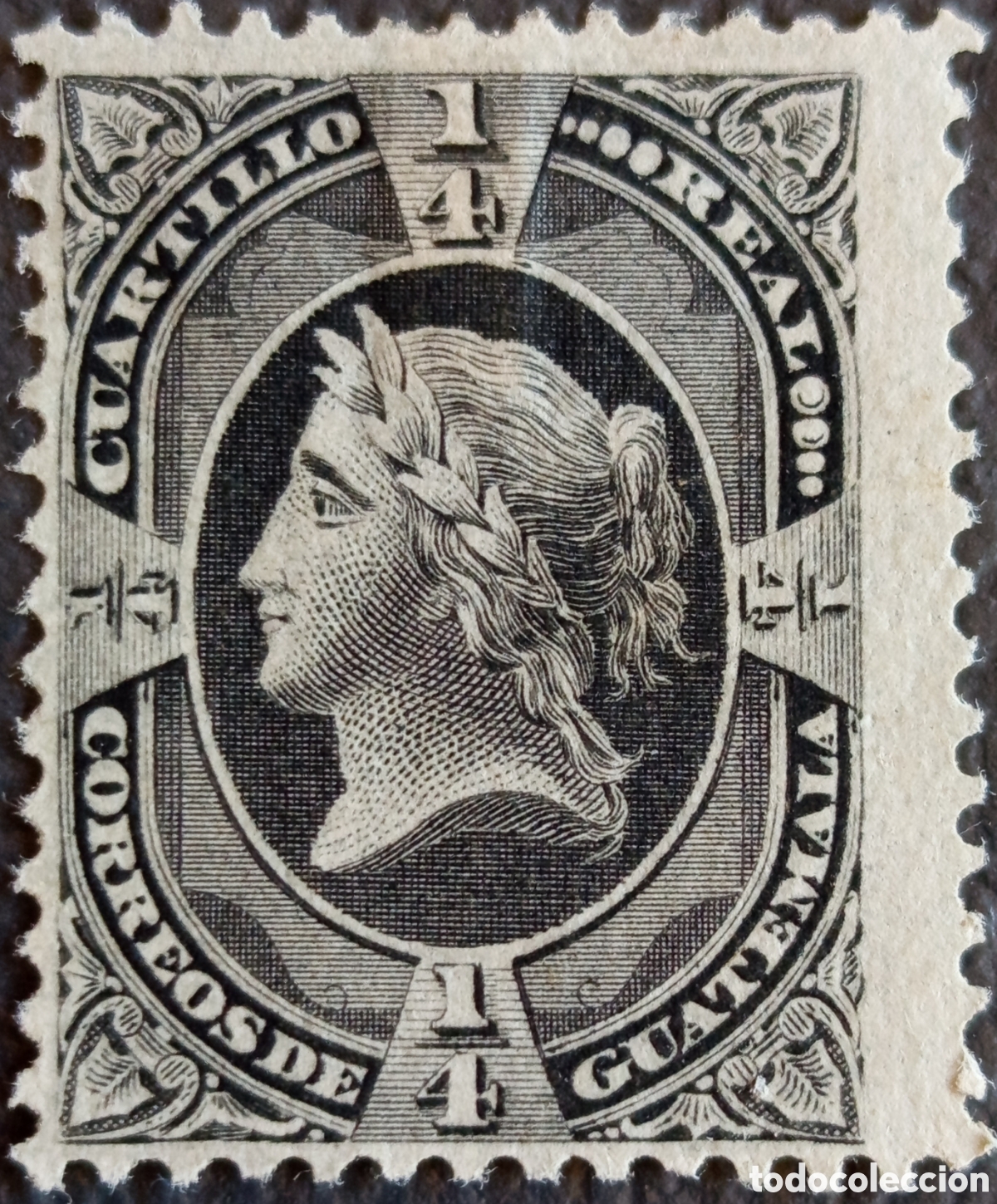 Stamps: Sello Guatemala 1875 - Cuartillo de Real Negro - Cat&aacute;logo Scott #7 MH
