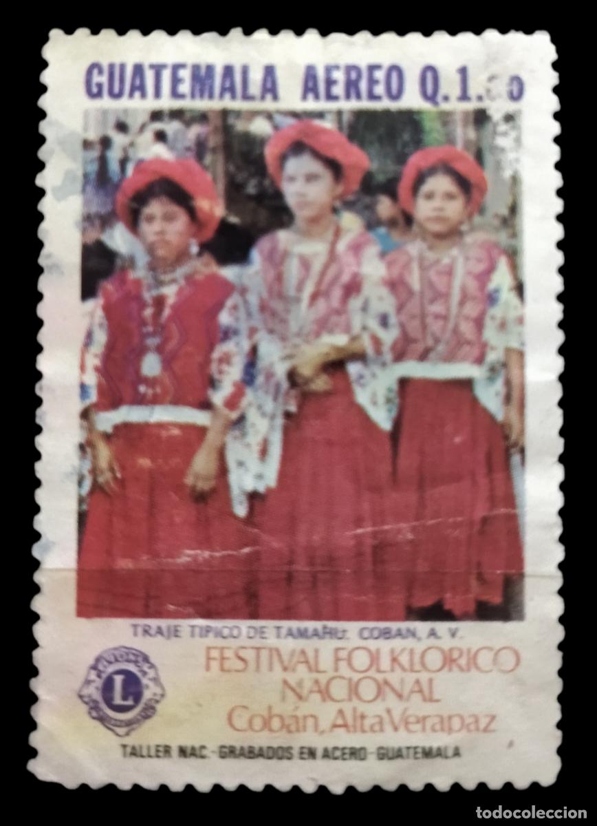 Sellos: GUATEMALA 1987 Festival folkl&oacute;rico nacional. Cob&aacute;n. A&eacute;reo. USADO.
