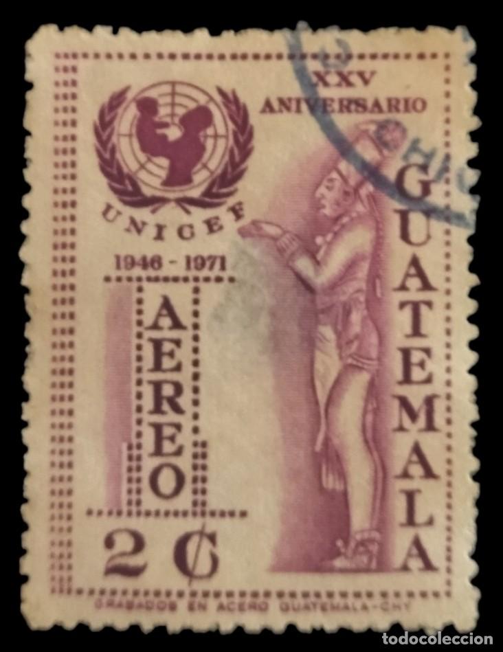 Sellos: GUATEMALA 1975 XXV Aniversario de la U.N.I.C.E.F. A&eacute;reo. USADO.