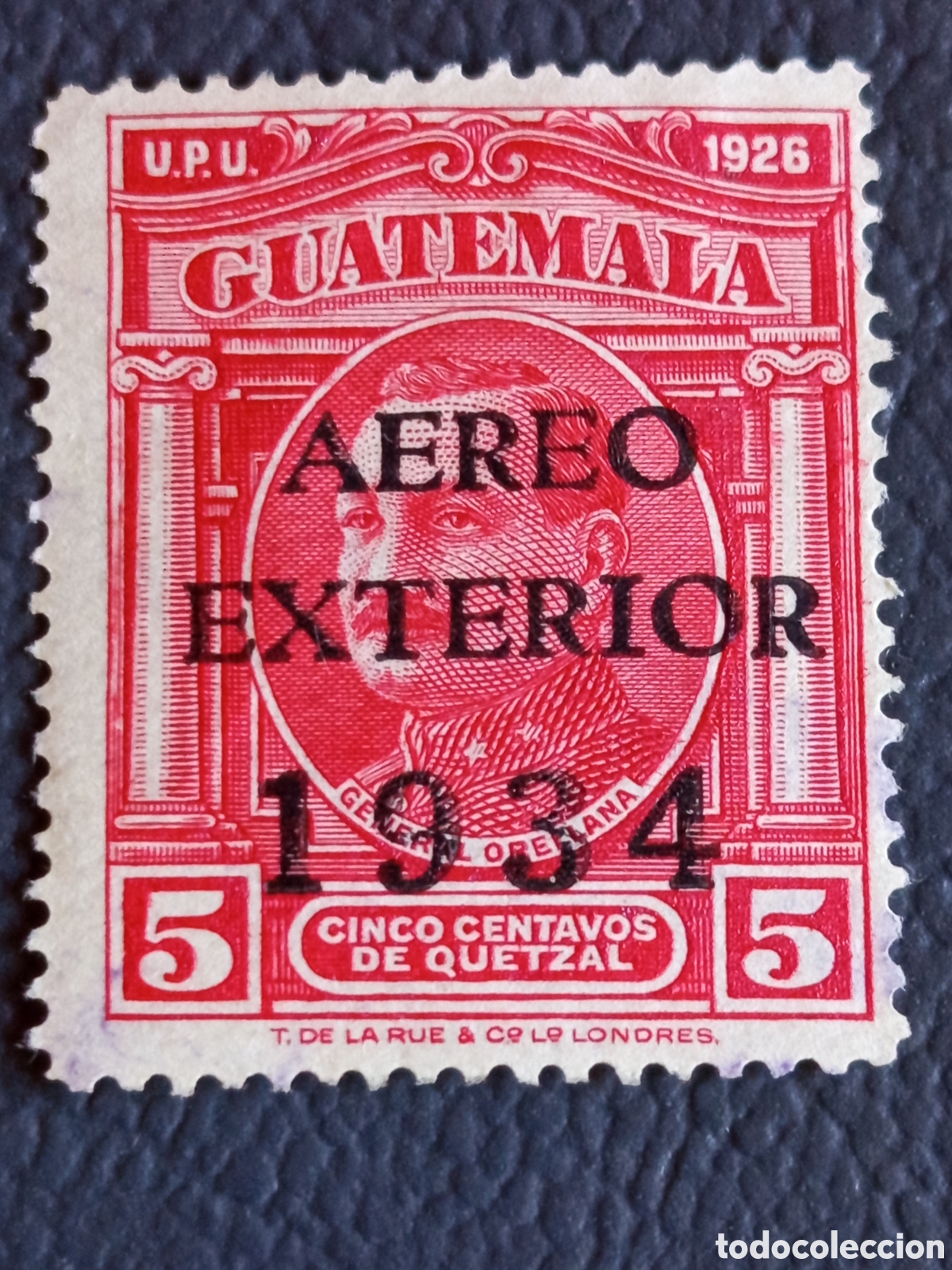 Timbres: Guatemala 1934 5c A&eacute;reo Exterior Orellana sobrecarga MH DeLaRue Scott C26