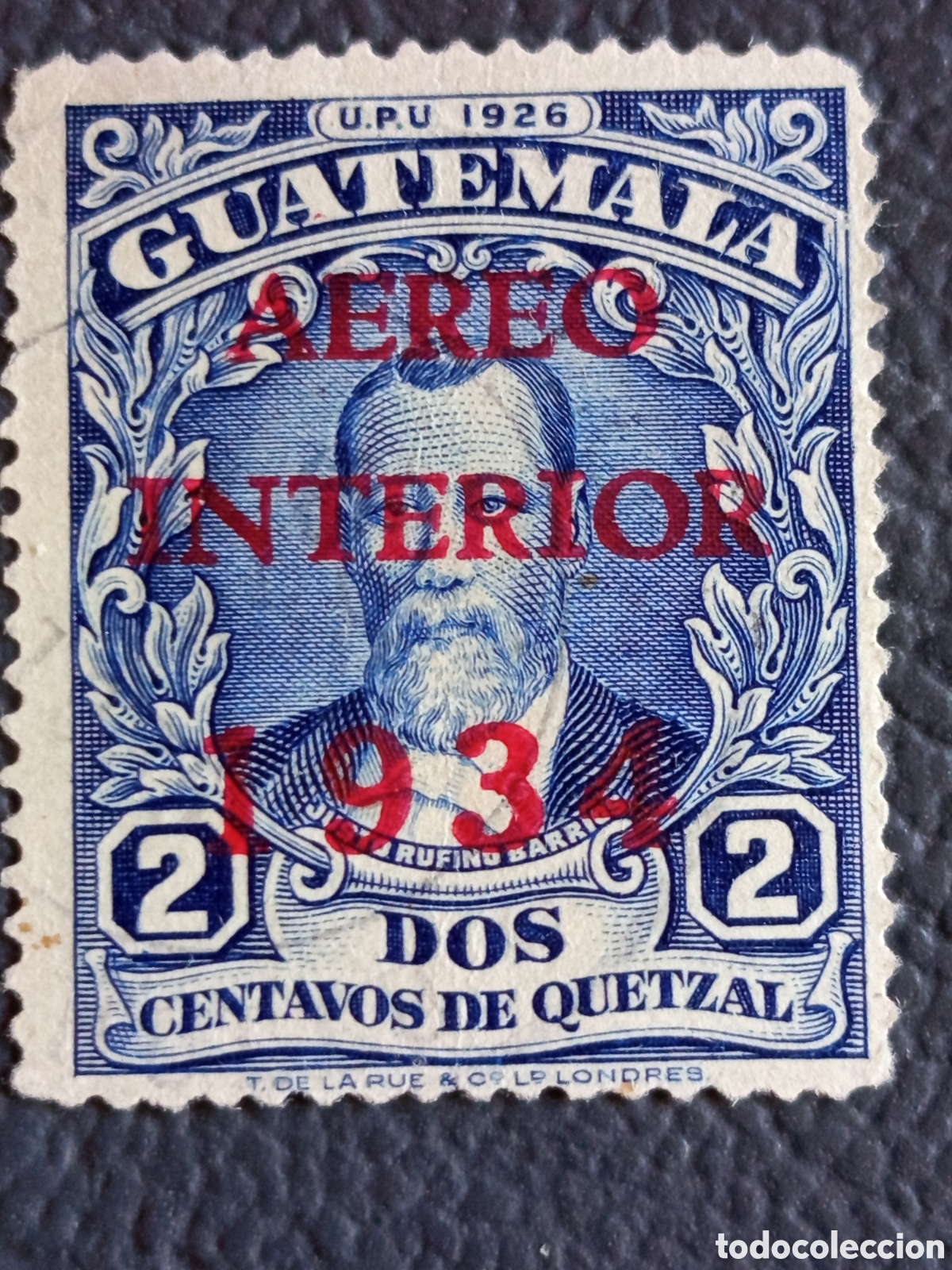 Sellos: Sello Guatemala 1934 Correo A&eacute;reo Interior 2c Azul Usado (Michel 280)