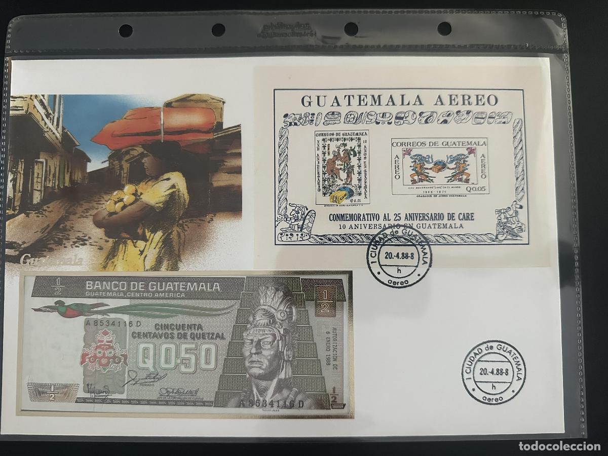 Sellos: Guatemala bloque CARE 1971 matasellado billete 050 Quetzal sobre