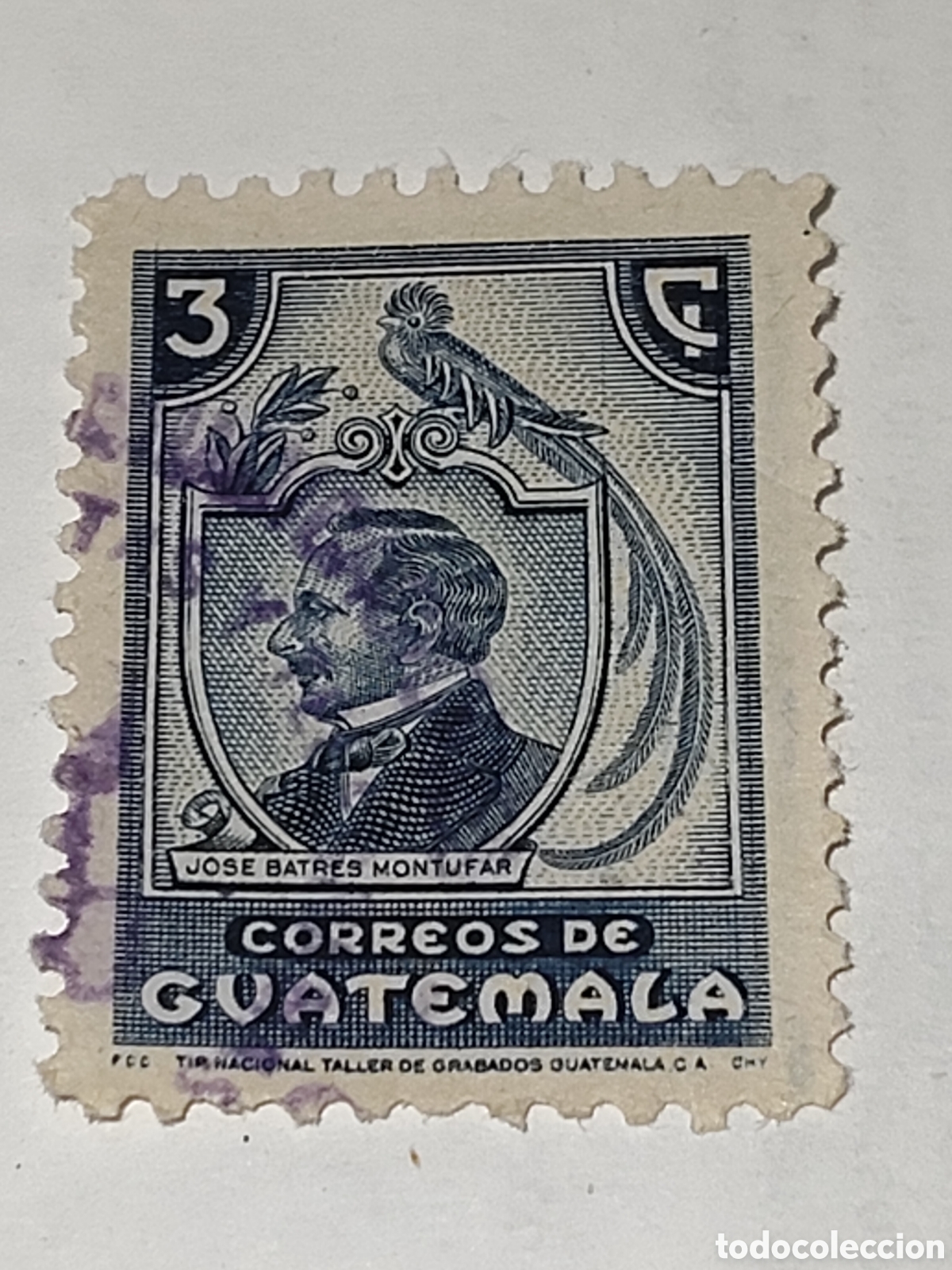 Sellos: Sello de Guatemala Jos&eacute; Batres Montufar escritor,pol&iacute;tico y militar 1946 usado