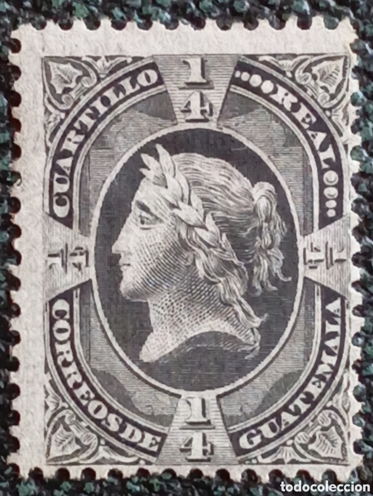 Sellos: Sello Guatemala Libertad &rdquo;Cuartillo de Real&rdquo; Negro (Scott 7), 1875
