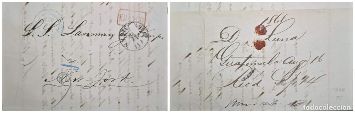 Sellos: O) 1874 GUATEMALA, N.Y. STEAMSHIP, FRANCO, MARK BOX CANCELLATION, PREPHILATELIC, PRESTAMP, ENVELO