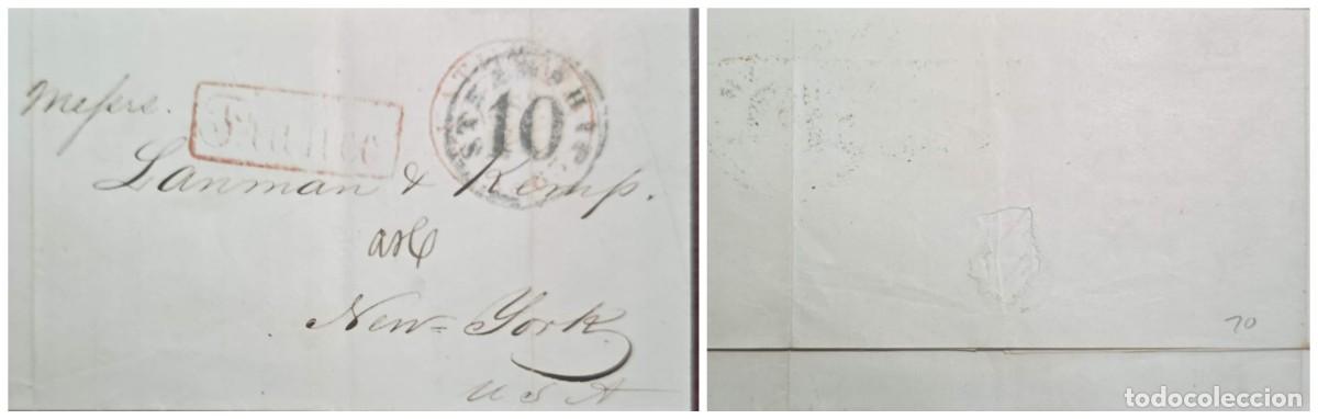 Sellos: O) GUATEMALA, PREPHILATELIC - PRESTAMP, FRANCO BOX CANCELLATION, STEAMSHIP, CIRCULATED TO NEW YORK,