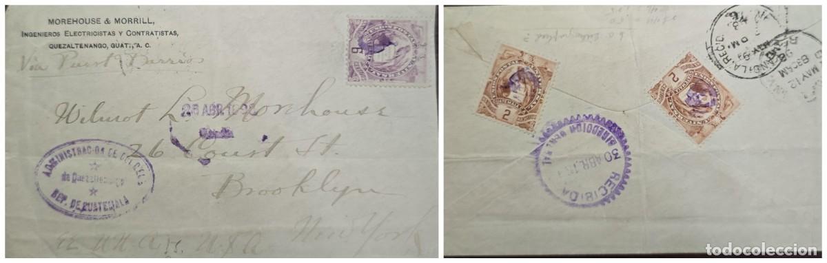 Sellos: O) 1898 GUATEMALA, QUETZALTENANGO, NATIONAL EMBLEM - QUETZAL 6c, NATONAL EMBLEM 2c, CIRCUATED COVER