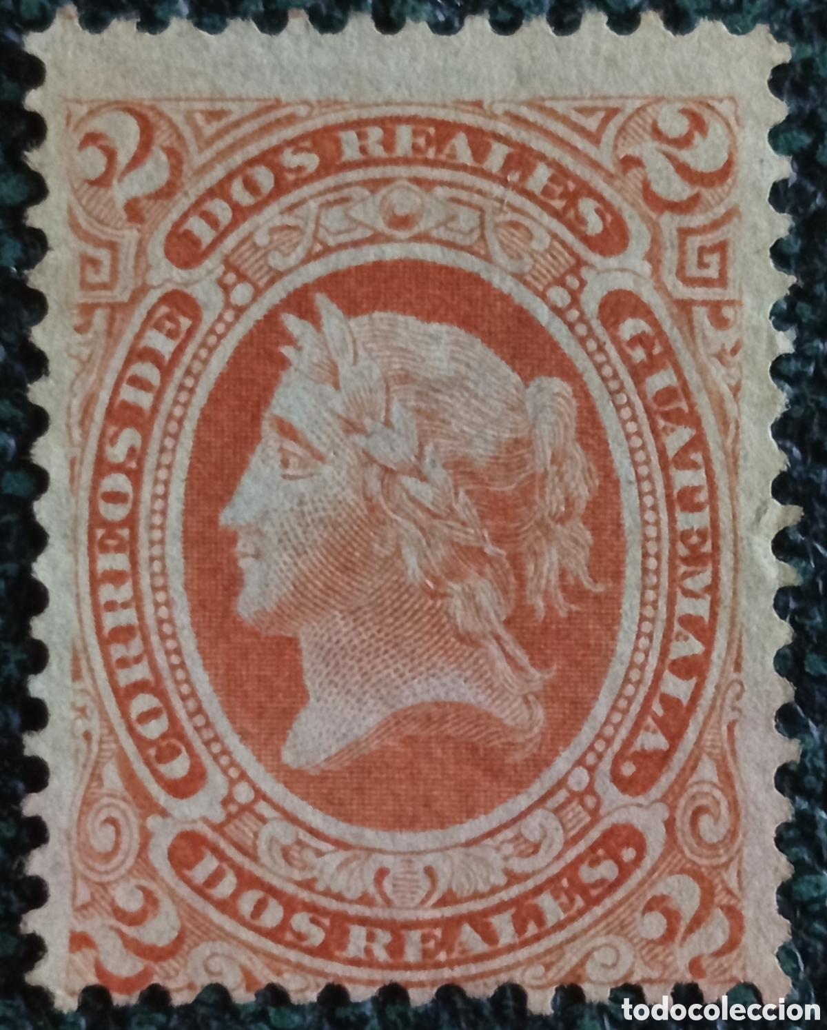 Sellos: Sello Guatemala 1875 Libertad Dos Reales Naranja (Catalogaci&oacute;n Scott #10) Mh