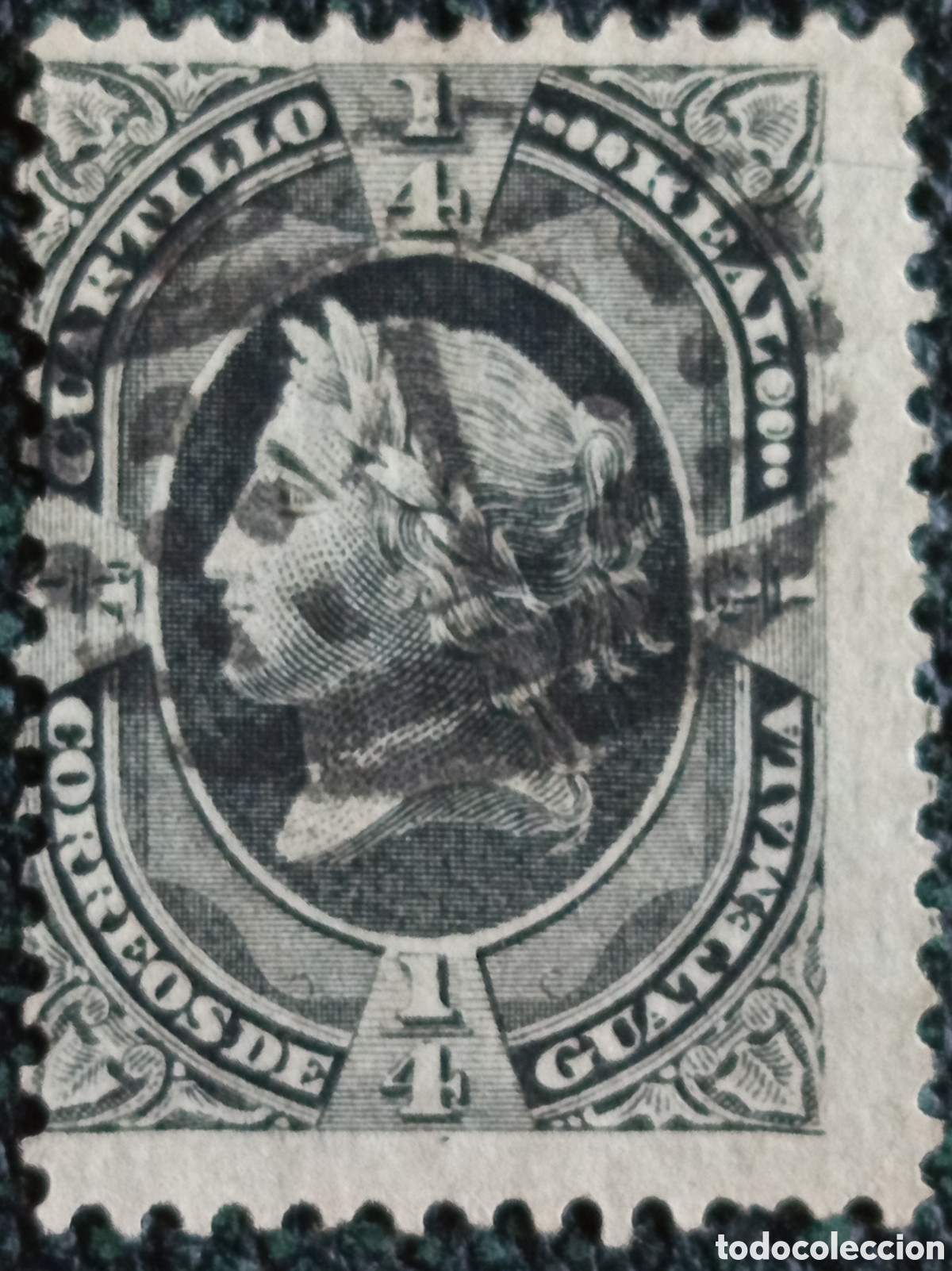 Sellos: Sello Guatemala 1875 Libertad Cuartillo Real Negro (Catalogaci&oacute;n Scott #7)