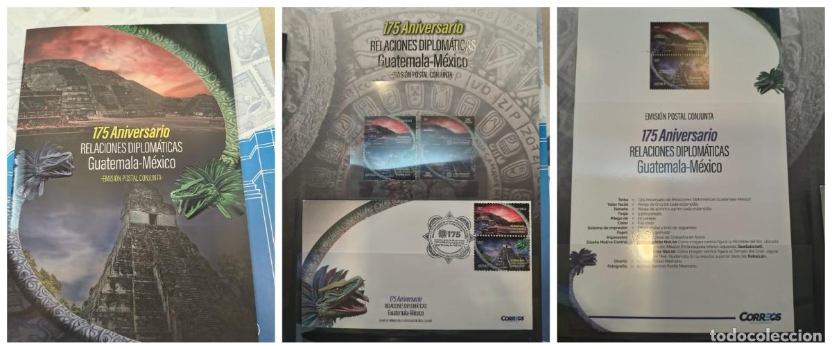 Sellos: O)2023 GUATEMALA, JOIN ISSUE. DIPLOMATIC RELATION GUATEMALA-MEXICO, ARCHEOLOGY, PYRAMID OF THE SUN