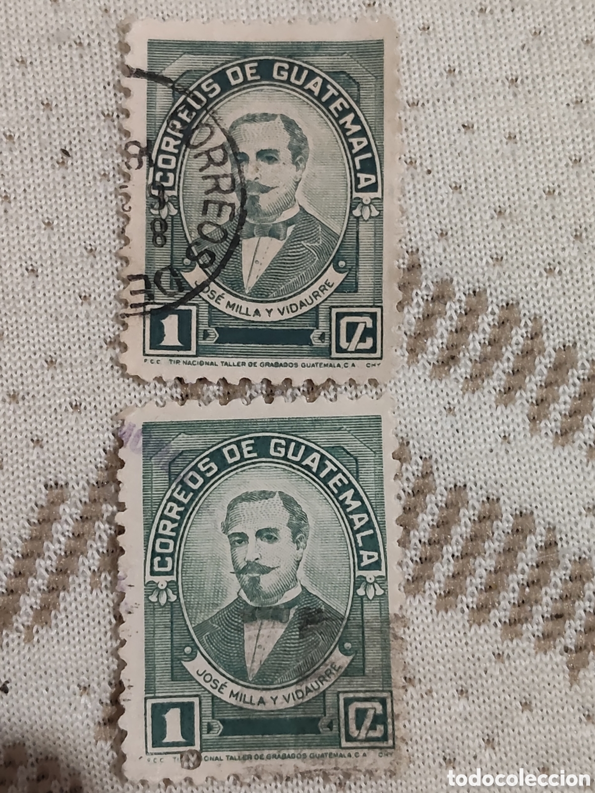 Sellos: 2 sellos de Guatemala escritor Jos&eacute; Milla y Vidaurre