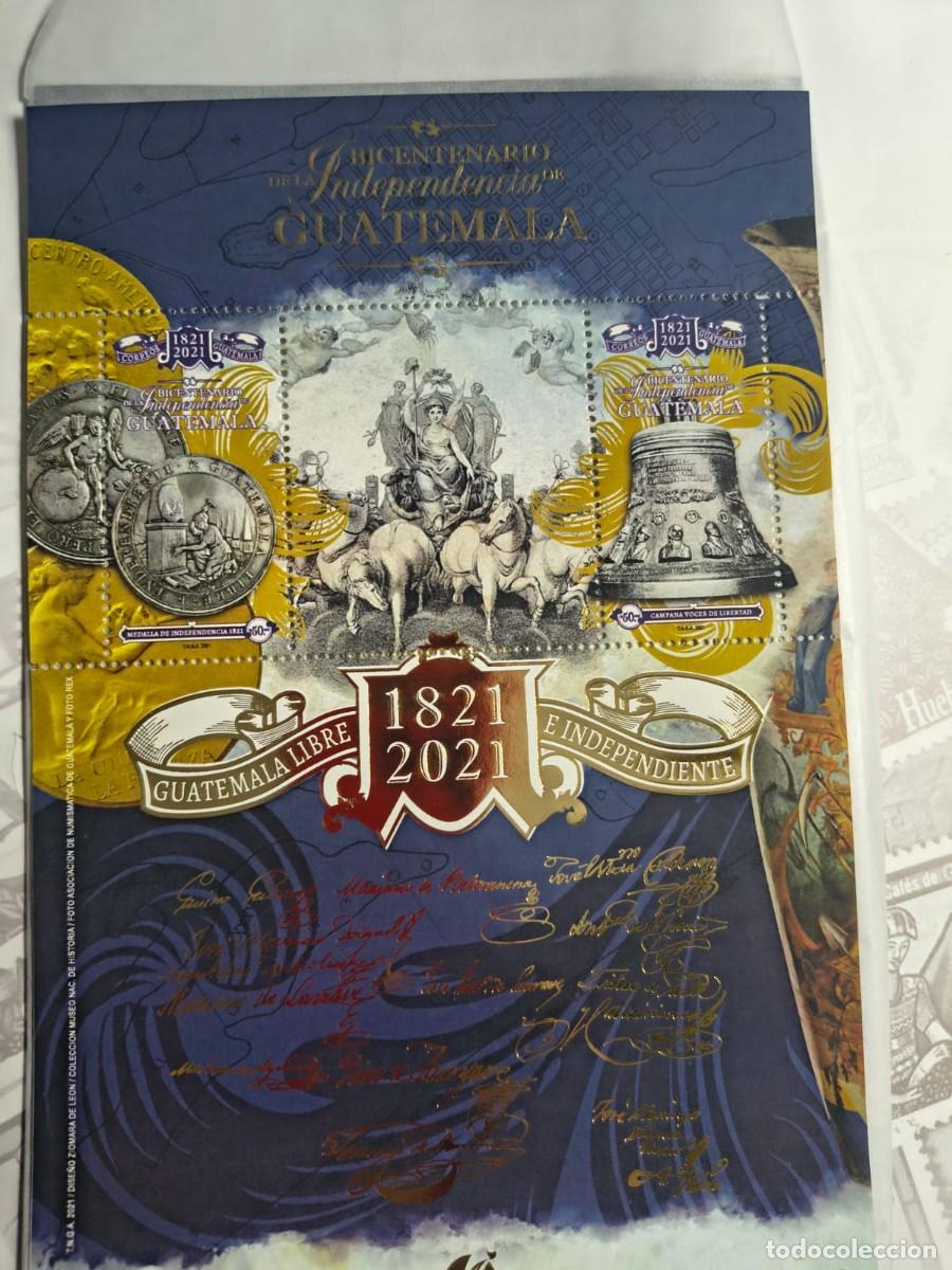 Sellos: O) 2021 GUATEMALA, 1821 MEDAL, LIBERTY BELL, INDEPENDENCE, SHEET MNH