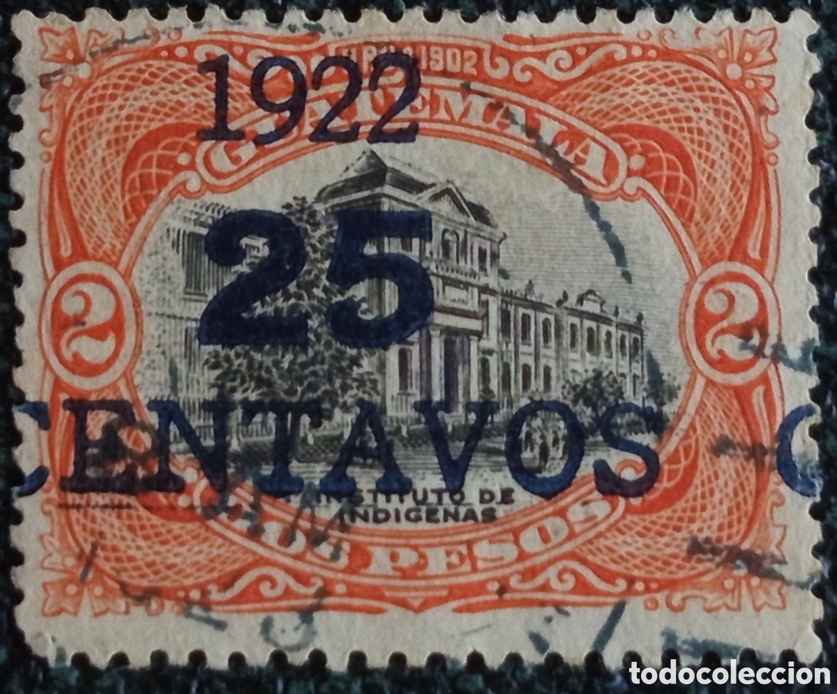 Sellos: Sello Guatemala 25c en 2p Instituto Indigenas 1922 Scott#202 Usado
