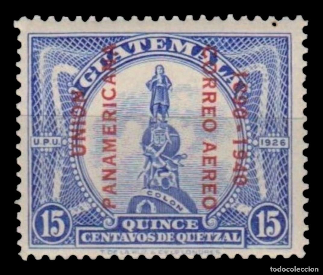 Sellos: GUATEMALA 1940 L Aniversario de la Uni&oacute;n Panamericana. Sobrecargado. A&eacute;reo. NUEVO - MNH.