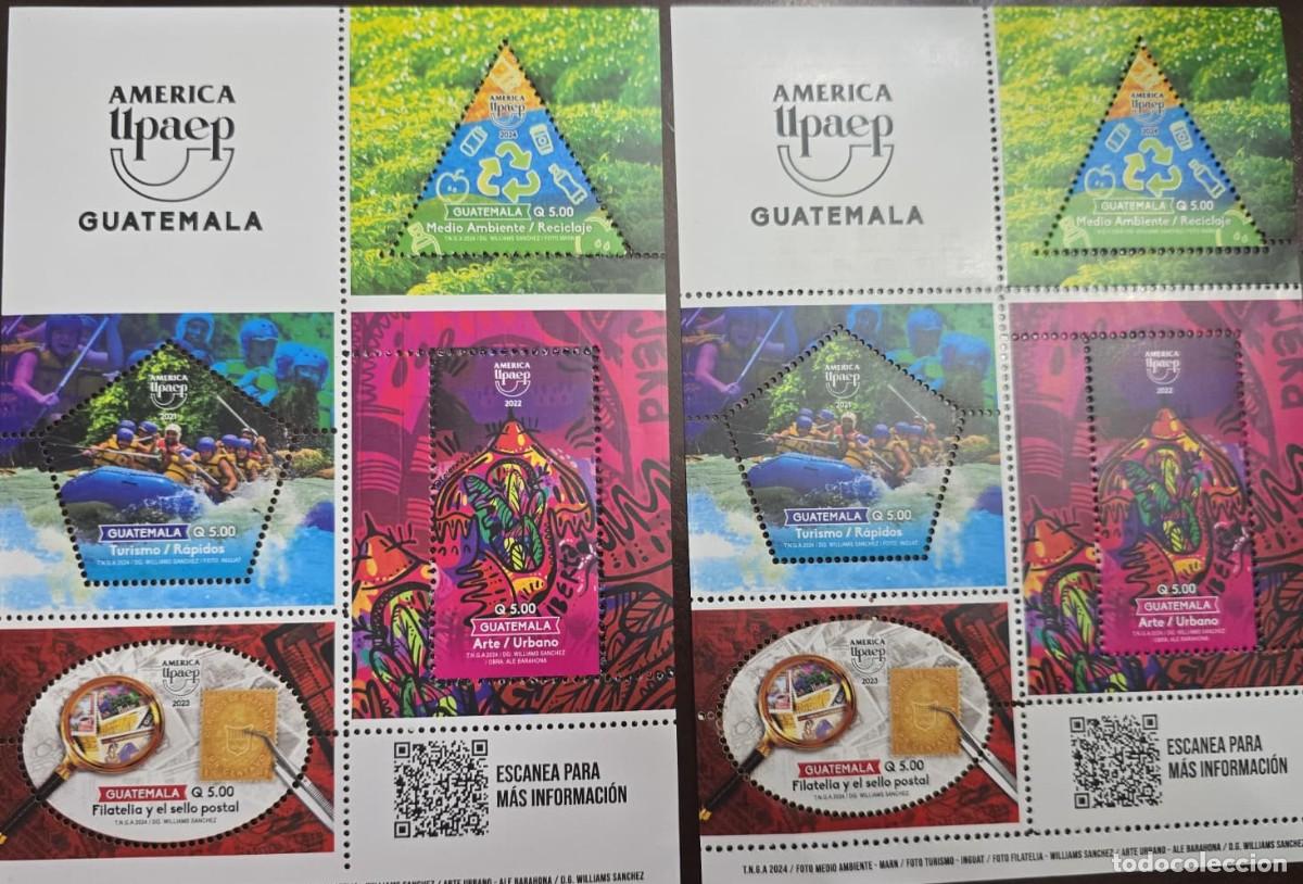 Sellos: O) 2024 GUATEMALA, AMERICA UPAEP, PERFORATED E IMPERFORATED, ENVIRONMENT - RECYCLING, TOURISM . AC