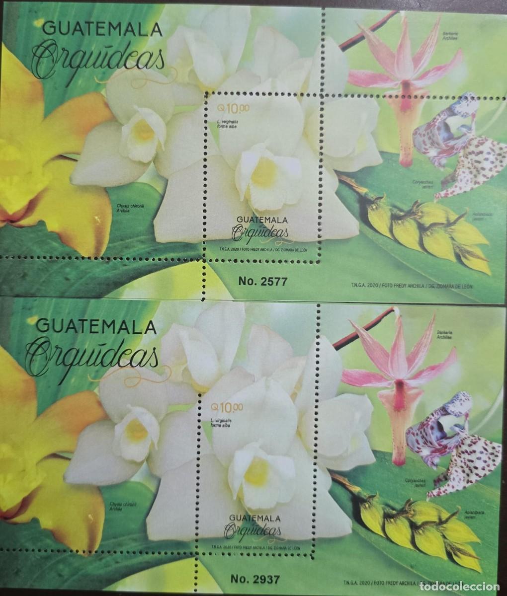 Sellos: O) 2020 GUATEMALA, ERROR, FLOWERS - ORCHIDS. PLEUROTHALLIS, LYCASTE, BRASSIA, SEIBYANA, SET MNH