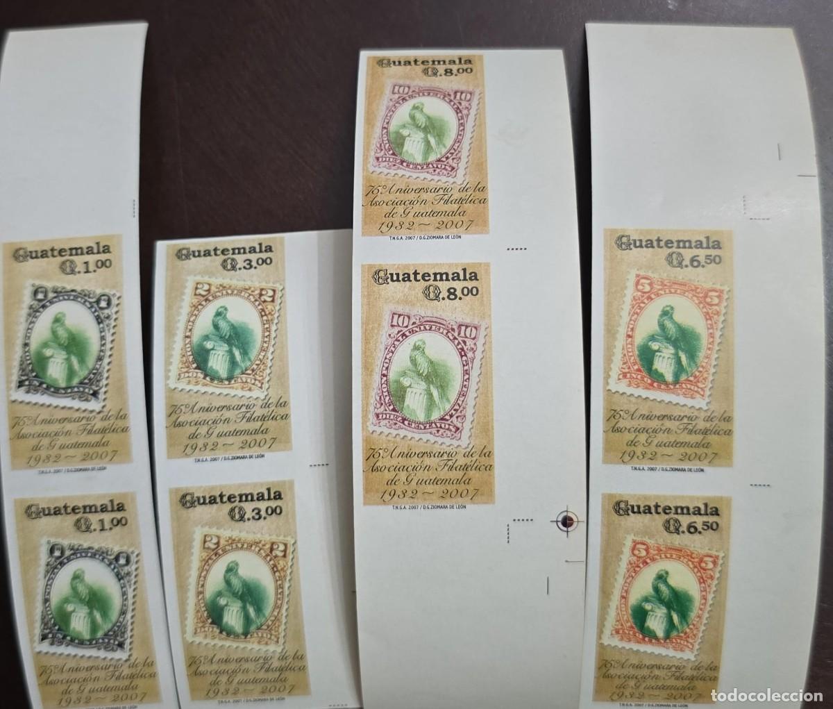 Sellos: O) 2007 GUATEMALA, IMPERFORATED, LXXV ANNIVERSARY OF THE NATIONAL PHILATELIC ASSOCIATION., SET IN PA