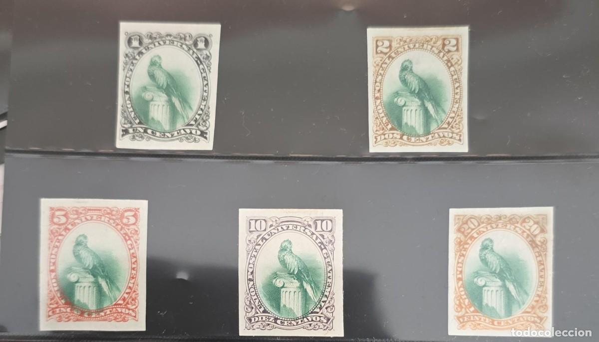 Selos: O) 1881 GUATEMALA, PROOF, PAPER INDIA, NATIONAL EMBLEM . QUETZAL SCT 21 - 25, COMPLETE SET