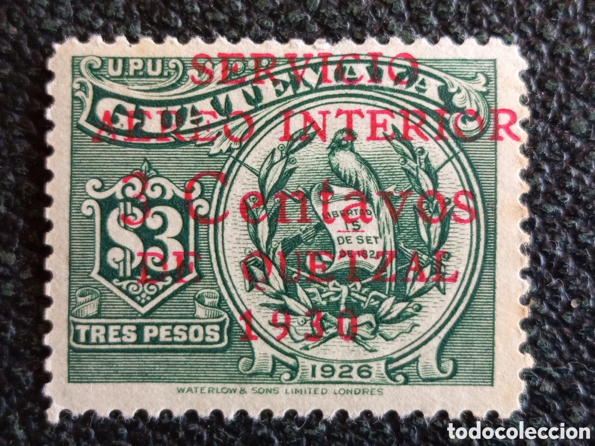 Briefmarken: Sello Guatemala 1926 Sobrecarga 1930 Servicio Interior 6c Yvert A&eacute;reo 9 Nuevo MNH