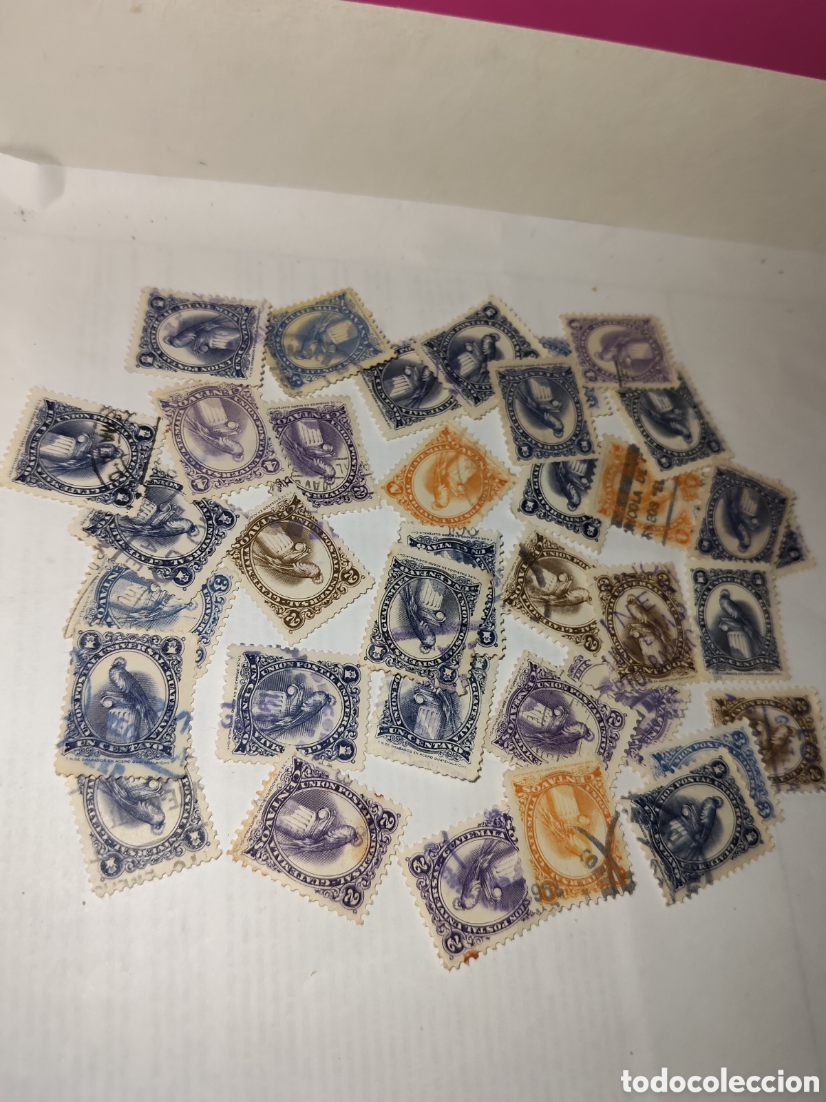 Sellos: 36 sellos de Guatemala p&aacute;jaro Quetzal s&iacute;mbolo nacional 1962