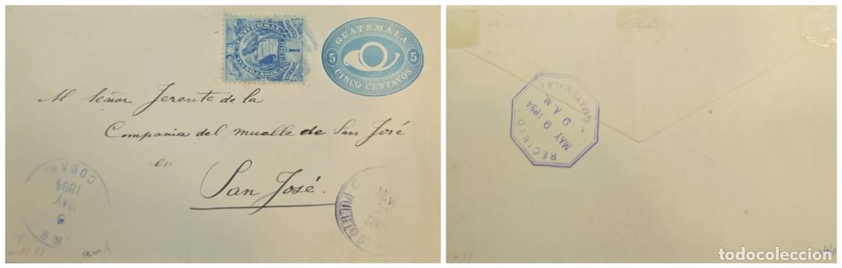 Sellos: O) 1894 GUATEMALA, COBAN CANCELLATION, NATIONAL EMBLEM - COAT OF ARMS QUETZAL 1c bllue, POSTAL STAT