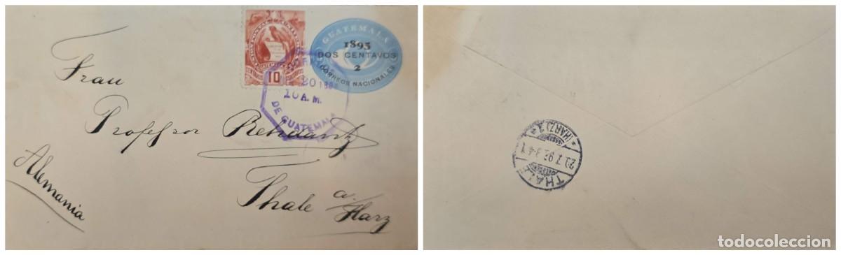 Sellos: O) 1895 GUATEMALA, NATIONAL EMBLEM - COAT OF ARMS QUETZAL 10c, 1895 dos centavos CORREOS NACIONALES,