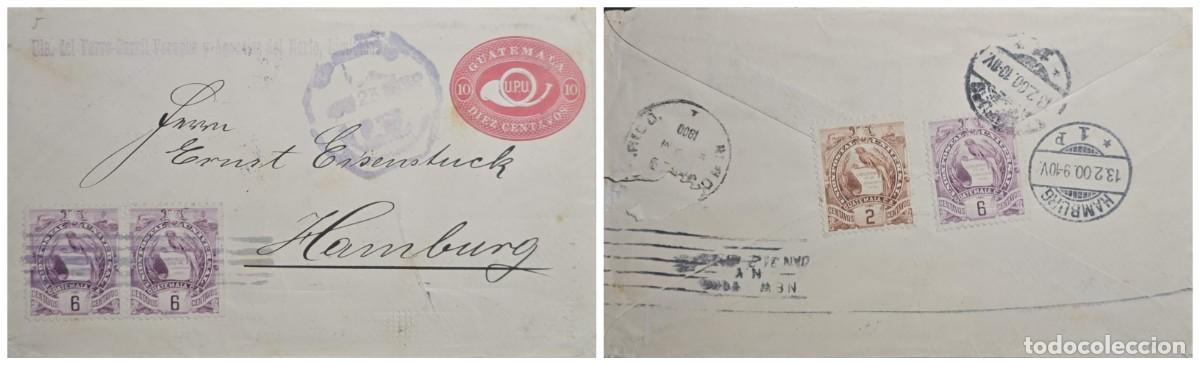 Sellos: O) 1900 GUATEMALA, CIA DEL FERRO-CARRIL VERAPAZ Y AGENCIAS DEL NORTE LIMITADA, POST HOR 10c - UPU, N