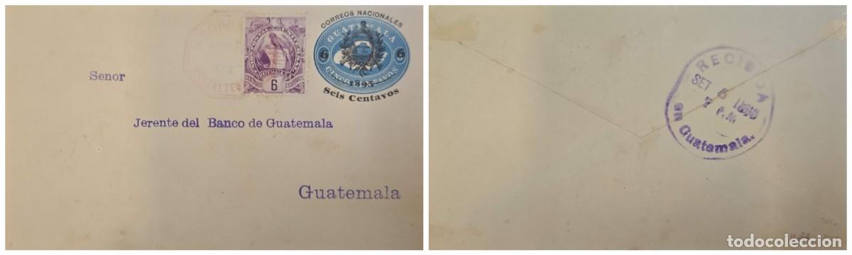 Sellos: O) 1895 GUATEMALA, QUETZALTENANGO, NATIONAL EMBLEM - COAT OF ARMS QUETZAL 6c, 6c 1895 SURCHARGED OV