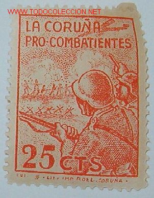 Sellos: Vi&ntilde;eta La Coru&ntilde;a. Pro Combatientes. - Foto 1