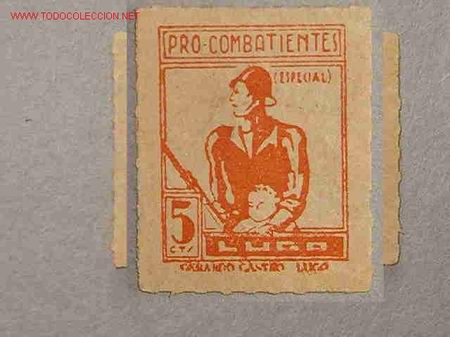 Sellos: Vi&ntilde;eta Pro-Combatientes, Lugo - Foto 1