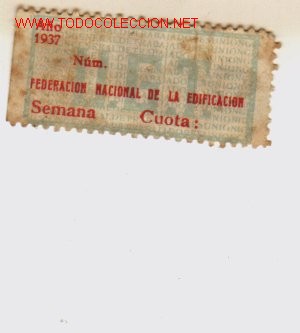 Sellos: Vi&ntilde;eta U.G.T. Edificaci&oacute;n, 1937. - Foto 1