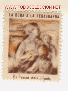 Sellos: Vi&ntilde;eta La dona a la reraguardia. - Foto 1