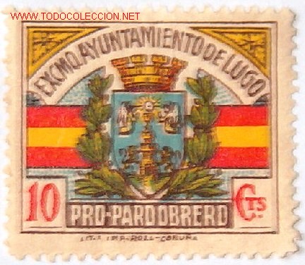 Sellos: Lugo, 10 c&eacute;ntimos. - Foto 1