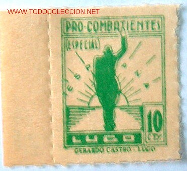 Sellos: pro combatientes Lugo, 10 ctms - Foto 1