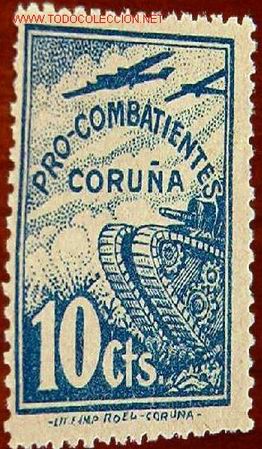 Sellos: Pro combatientes Coru&ntilde;a, 10 ctms - Foto 1